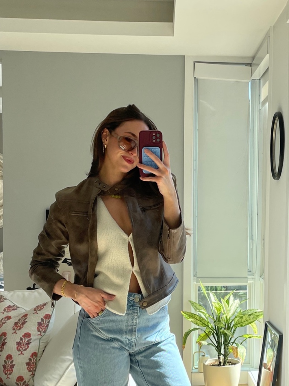 Free People Marble Tortoiseshell Oversized Aviator Sunglasses